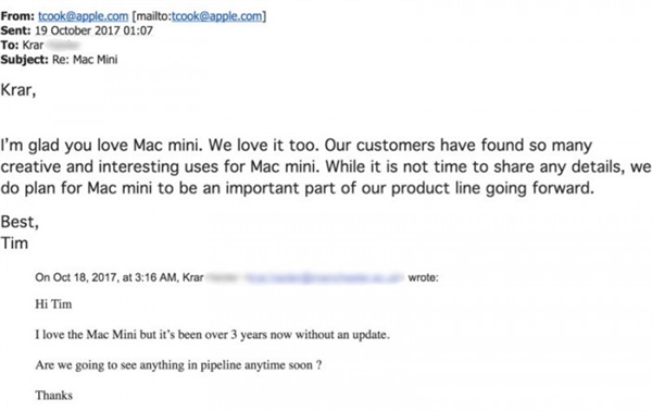 喜大普奔！苹果CEO库克：Mac mini不会被抛弃