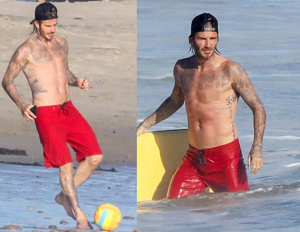 贝克汉姆带女儿度假 小七胖到抱不动了