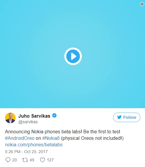 终于来了！诺基亚8开启安卓8.0公测