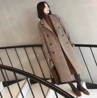 复古优雅格调格子大衣减龄有气质