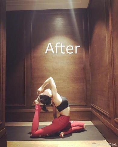 王子文晒瑜伽照 挑战瑜伽高难度动作