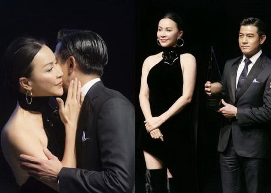 刘嘉玲迷人曲线若隐若现，引得陈冠希点赞