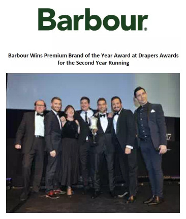 巴伯尔连续两年荣获英国Drapers年度优质品牌大奖