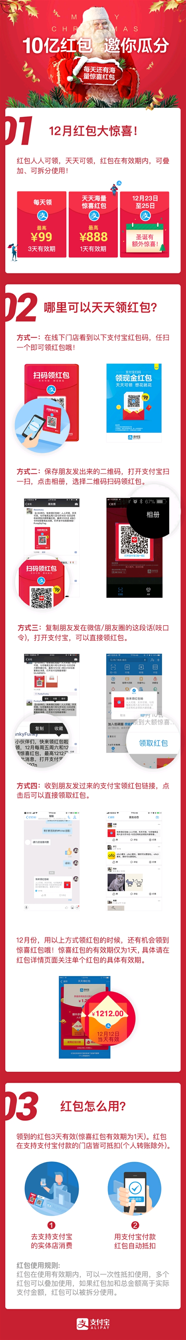 支付宝再砸10亿元 “圣诞红包”最高1225元