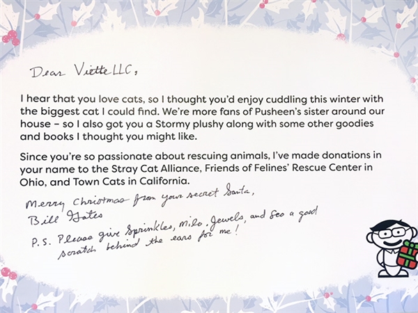 暖心不过比尔·盖茨！他今年的圣诞礼物太有爱