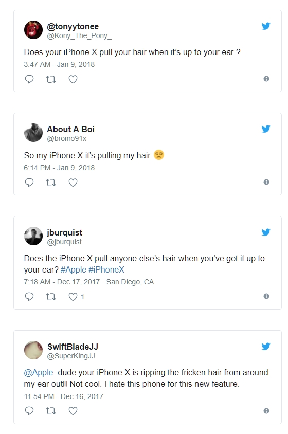 给跪！用户吐槽iPhone X接缝/静音键夹头发、卡胡子