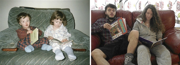 姐弟俩为庆祝父母珍珠婚重拍童年旧照&nbsp;画面太有爱