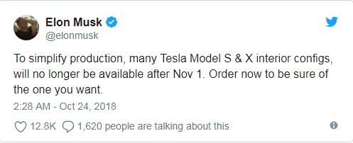 为加快生产 特斯拉将简化Model S和X车内设计