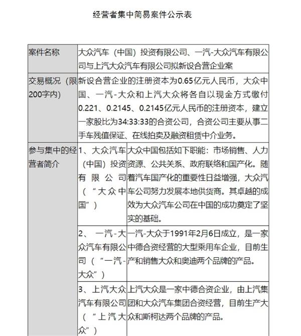 大众成立新合资企业 布局二手车业务