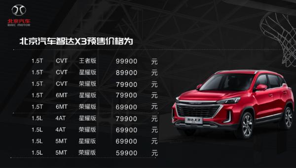​北京汽车智达X3预售价5.99万元-9.99万元