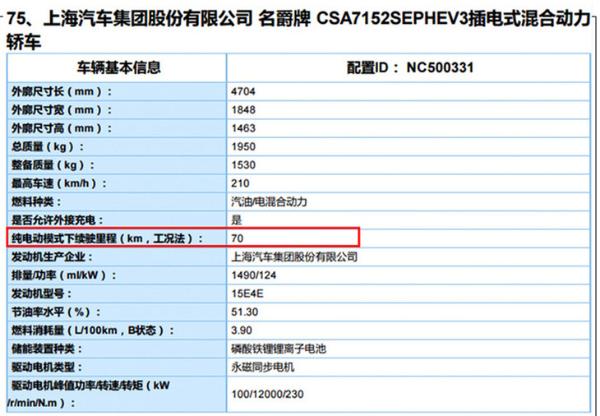 名爵6将推插电混动版 油耗仅为1.1L