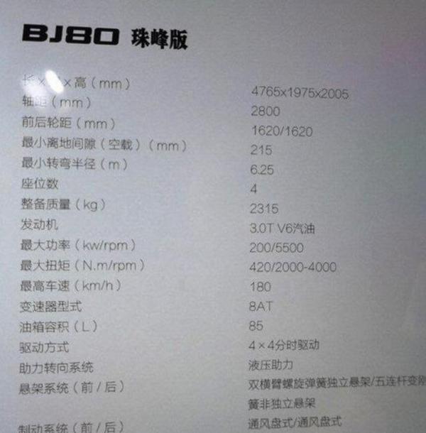北京越野新款BJ80将6月亮相 搭全新3.0T发动机