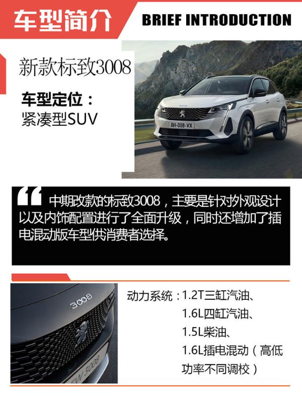解析新款标致3008 配置升级更为丰富 增混动版车型