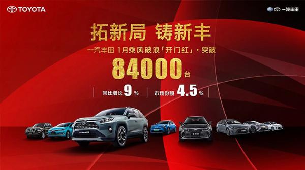 一汽丰田1月销量公布 月销8.4万台 同比增长9%