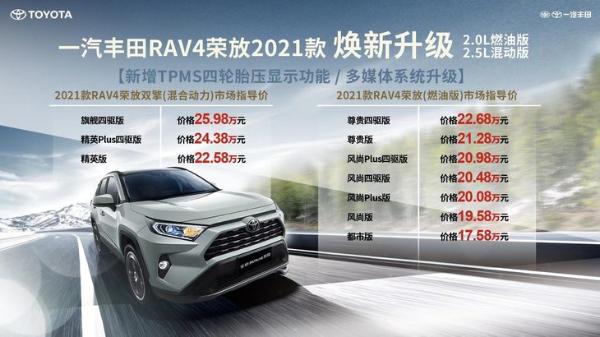 2021款丰田RAV4荣放正式上市 售价17.58-25.98万元