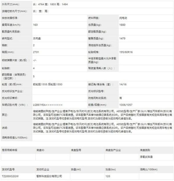 搭载120kW功率电动机 启辰D90换电版申报图曝光