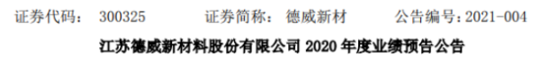 德威新材2020年预计亏损4.4亿-6.57亿 电缆料业务和合成材料业务均有所下降