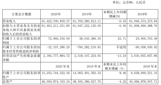 白银有色2020年净利7296.65万增长25.71% 董事长王普公薪酬45.32万