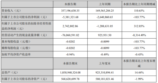 正虹科技2021年第一季度亏损538.13万 同比亏损增加