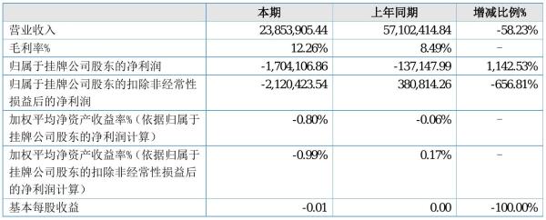 金柏股份2021年半年度亏损170.41万元 同比亏损增加1,142.53%