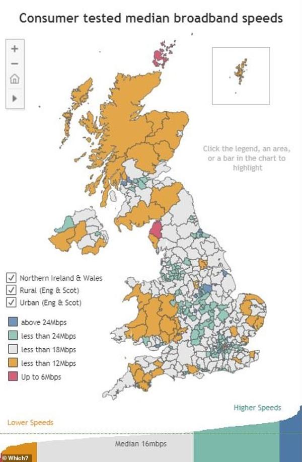 英国“宽带网速地图”出炉！伦敦金融城网速竟比山间乡村还差？