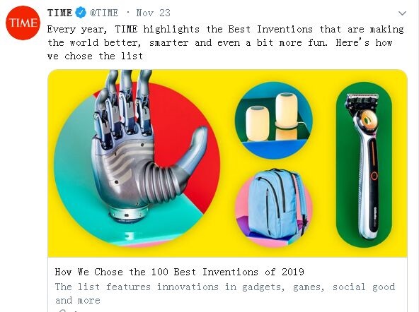 《时代》2019年100大最佳发明：联想折叠屏笔记本ThinkPad X1、睿魔智能AI相机上榜