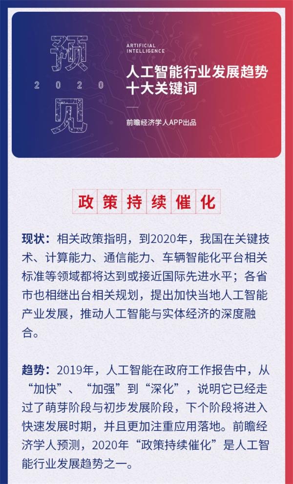 预见2020：人工智能行业发展趋势十大关键词