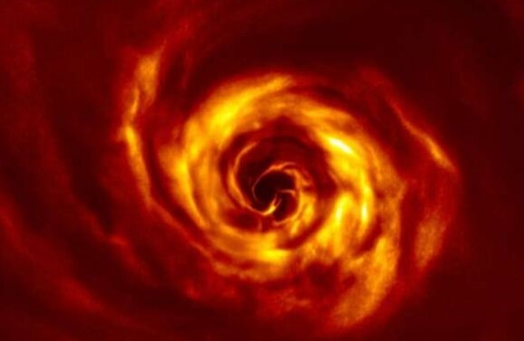 欧洲南方天文台首次直接观测到行星诞生：尘埃和气体呈螺旋状旋转