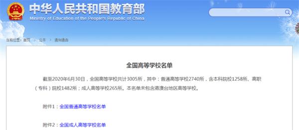 预热志愿填报！教育部发布2020全国高校名单 江苏高校数量最多