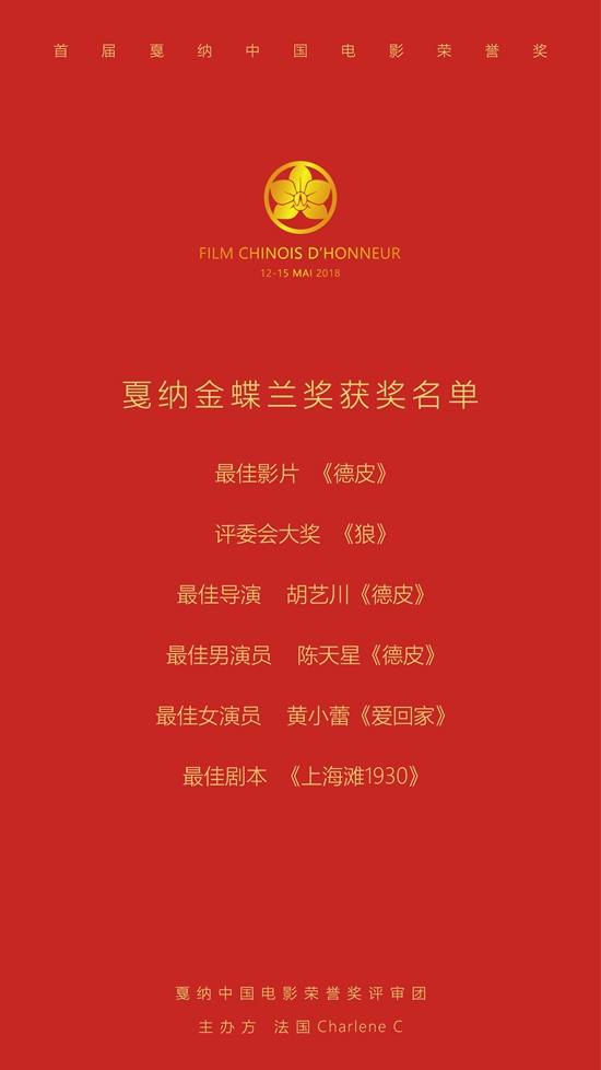 韩涛《狼》斩获戛纳金蝶兰奖评委会大奖，韩三明获得优秀电影人贡献奖