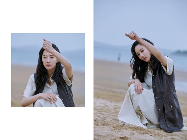 张钧甯海边漫步 洒脱怡人宛如画卷