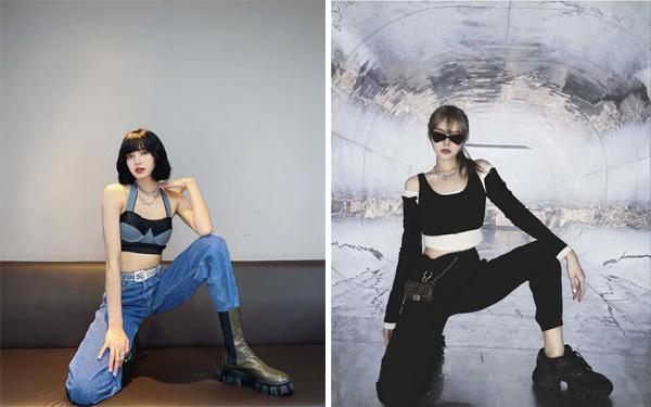 周扬青女团穿搭摆炫酷pose 戴墨镜遮面撞脸Lisa