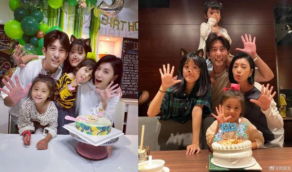 贾静雯一家为咘咘庆祝5岁生日 这个行为惹得波妞吃醋