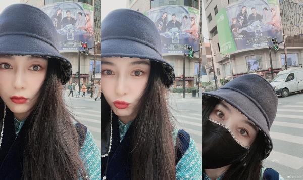 范冰冰合影范丞丞广告牌 嘟嘴卖萌超可爱