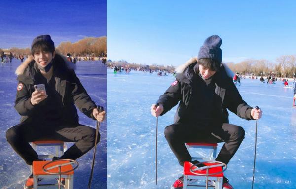 全副武装上滑雪场！易烊千玺很惬意 肖战还在学溜冰