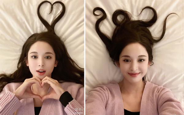 女明星头发都能玩出花！杨幂可爱二次元 baby娜扎都是爱你的形状
