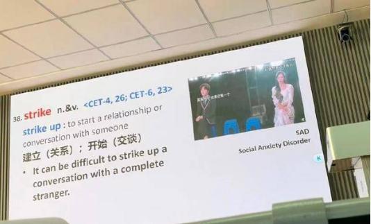 孟美岐李云迪表情包被搬上课堂 被用作了“strike”的解释图片！