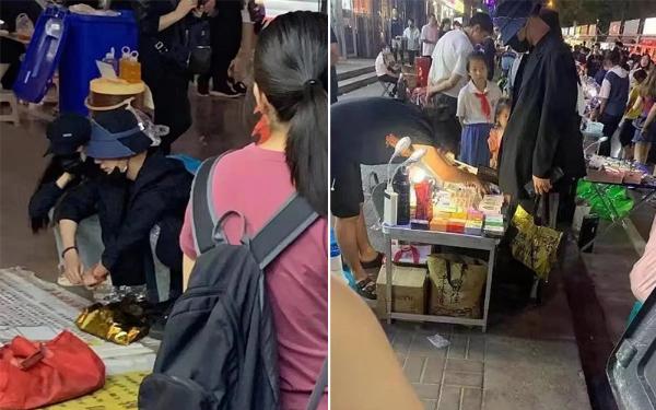 夏之光钟丽丽街头被偶遇 主动拎包牵手游逛夜市显亲密