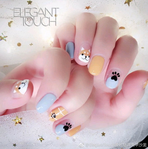 汪星人美甲图案，狗狗美甲图片集合