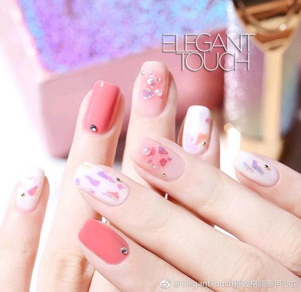 果冻腮红美甲图片，超级可爱美甲款式