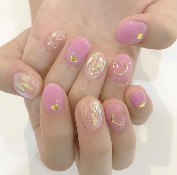 适合秋季美甲图片，好看的琥珀美甲