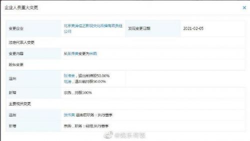 范冰冰父母退出美涛佳艺影视 公司经营范围也变更