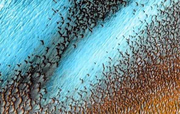 NASA发布火星新照片：蓝色沙丘仿佛藏在一片黄色沙漠里，美得动人心魄！