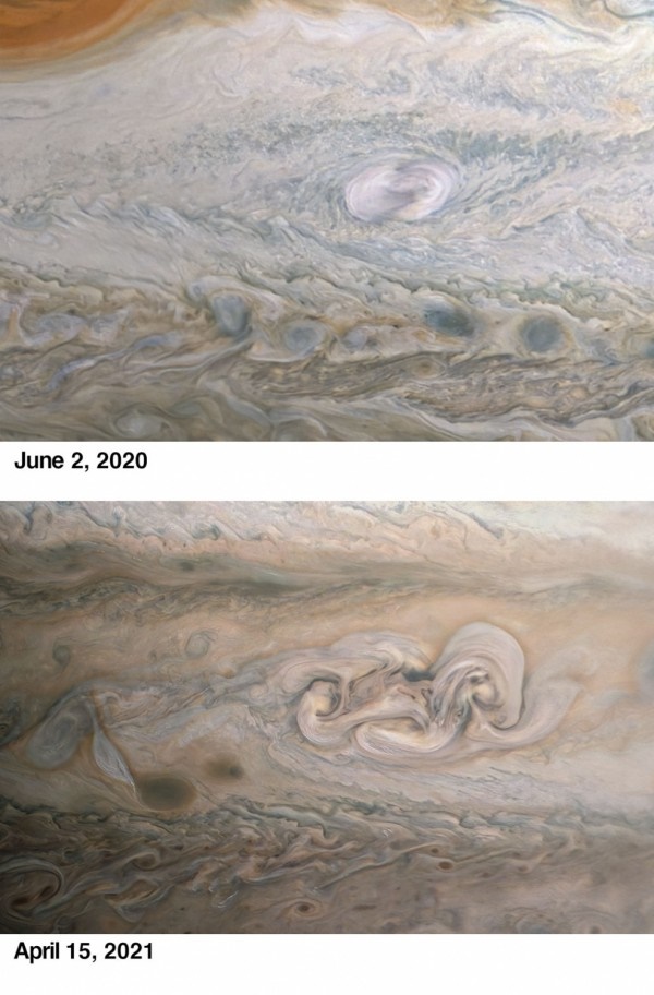 时隔一年！NASA捕捉到木星“克莱德斑”惊人变化：宛如游动的迷幻漩涡