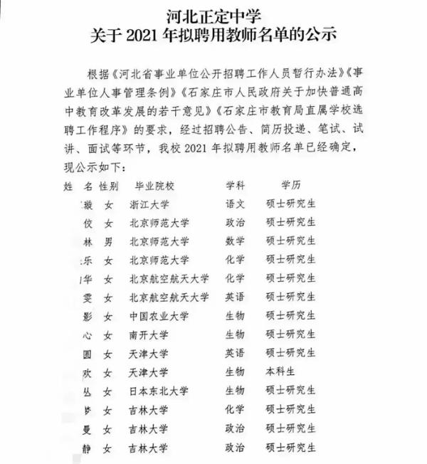 内卷到县城？河北一中学新聘教师清一色985硕士，名校毕业生再现降维打击