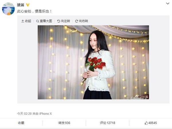姚笛被求婚成功，马伊琍的微博亮了！