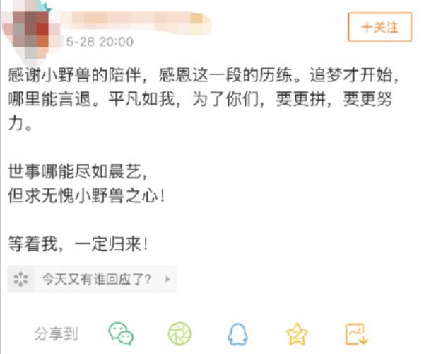 王晨艺发博表示追梦才开始 王晨艺真的是无奈退赛？