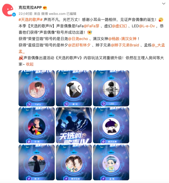 《天选的歌声Ⅳ》完美收官 TOP3出炉 声音偶像诞生！