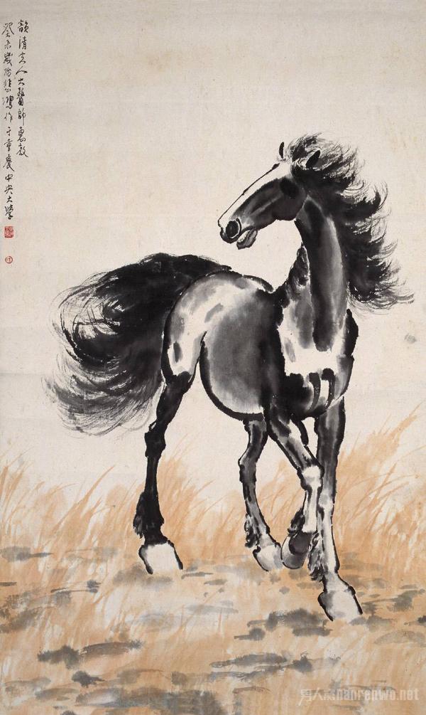 国画大师徐悲鸿作品《群马》 美术之大道在追索自然