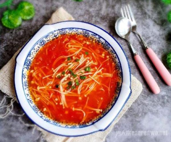 番茄金针菇汤的做法 这样做汤开胃可口 一口气喝3碗